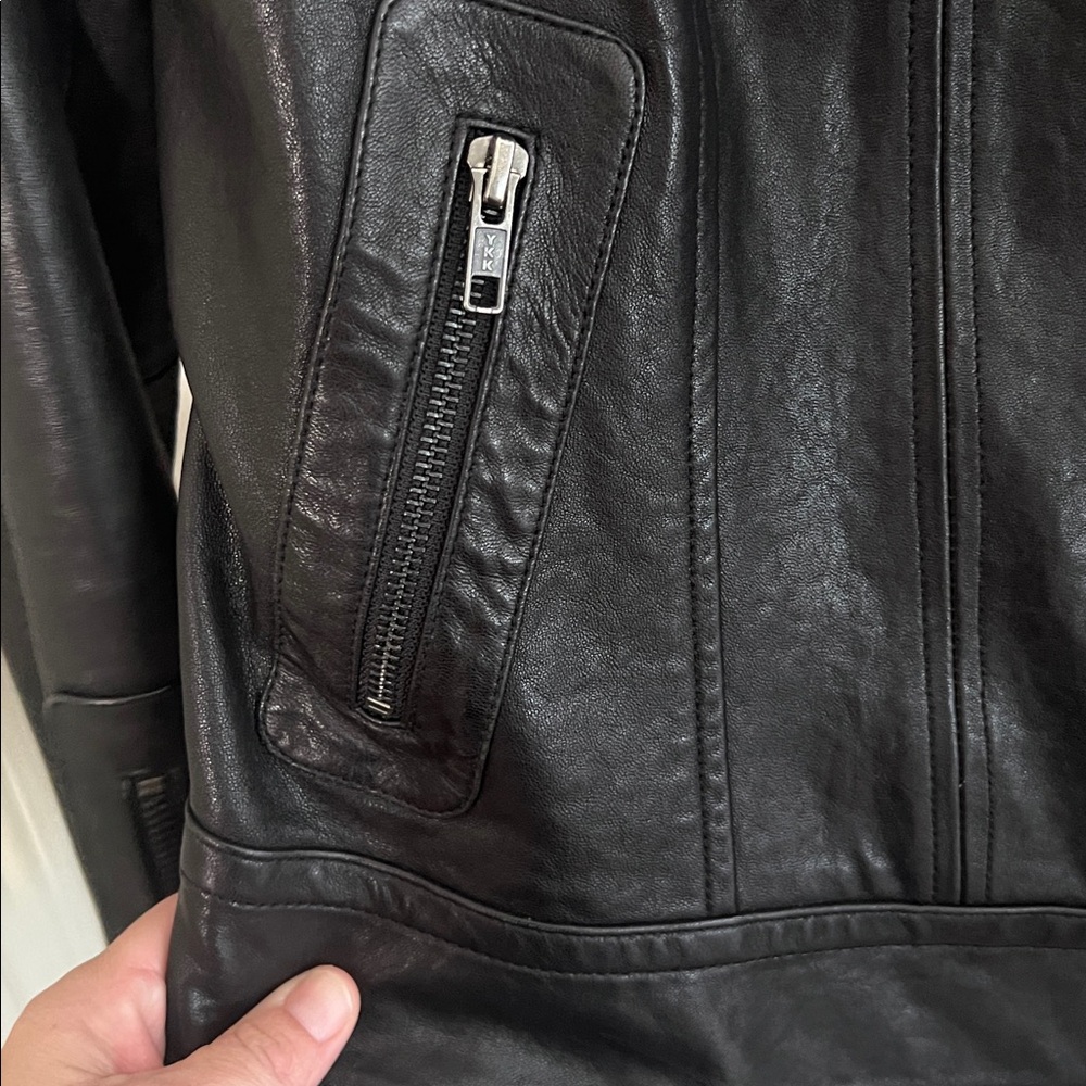 Mackage Black Leather Asymmetrical Moto Jacket - Picture 10 of 12